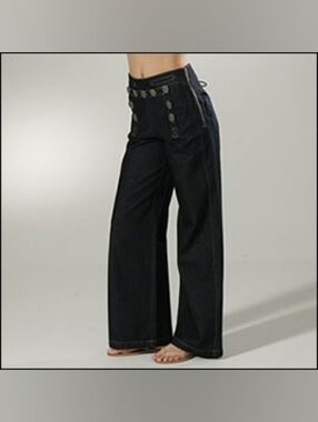 L.A.M.B. by Gwen Stefani High-Waist Wide-Leg Dark Denim Sailor Pants